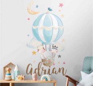 Tekststicker met luchtballon en dieren