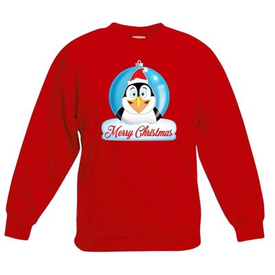 Kersttrui voor kinderen - Merry Christmas pinguin kerstbal - rood - jongens en meisjes Kersttrui voor kinderen - Merry Christmas pinguin kerstbal - rood - jongens en meisjes