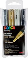 Uni POSCA paintmarker PC-1MC, 0,7 - 1 mm, etui met 4 stuks in geassorteerde metallic kleuren