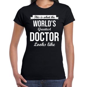 Worlds greatest doctor t-shirt zwart dames - Werelds grootste dokter cadeau 2XL  -