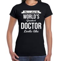 Worlds greatest doctor t-shirt zwart dames - Werelds grootste dokter cadeau 2XL  - - thumbnail