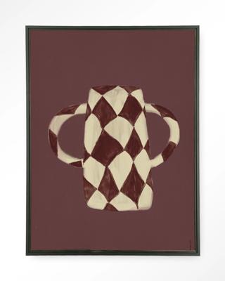 Urban Cotton Wandkleed 'Vivid Vase 07' 110 x 145cm in Floating Frame - black