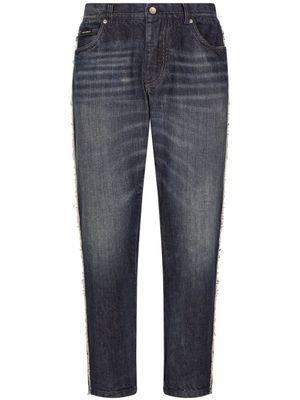 Dolce & Gabbana jean fuselé à plaque logo - Noir