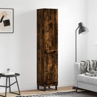 Hoge kast 34,5x34x180 cm bewerkt hout gerookt eikenkleurig