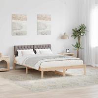 Bedframe Bruin en taupe 160 x 200 cm Massief grenenhout