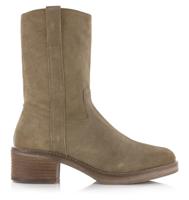 POELMAN Poelman - suède enkellaarsjes cappuccino Beige Suede Enkellaars met hak Dames