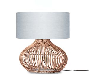 GOOD&MOJO Tafellamp 'Kalahari' Rotan en linnen, 65cm, kleur Naturel/Lichtgrijs