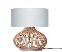 GOOD&MOJO Tafellamp 'Kalahari' Rotan en linnen, 65cm, kleur Naturel/Lichtgrijs