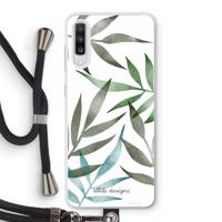 Tropical watercolor leaves: Samsung Galaxy A70 Transparant Hoesje met koord - thumbnail