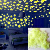 100ST kinderen slaapkamer gloed muur stickers sterren (geel)