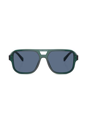Dolce & Gabbana Kids lunettes de soleil carrées à logo imprimé - Vert