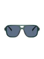 Dolce & Gabbana Kids lunettes de soleil carrées à logo imprimé - Vert