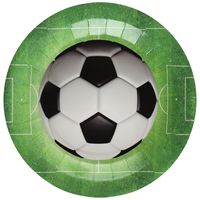 Feest wegwerpbordjes - voetbal - 10x stuks - 23 cm - groen