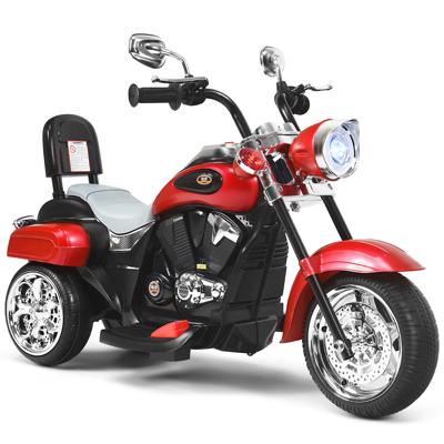 6 V Elektrische Motorfiets voor Kinderen met Verstelbare Koplamp Driewieler met Claxon Achteruitkijkspiegel Pedalen 2,5-3 km/u Rood + Zwart