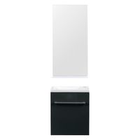 Differnz Tight badmeubelset met spiegel, planchet en wastafel met kraangat rechts 40 x 22 x 48 cm, zwart - thumbnail