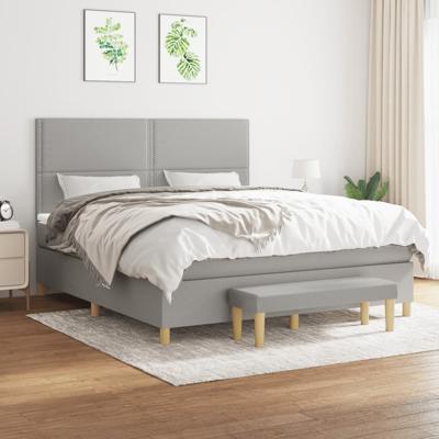 Boxspring met matras stof lichtgrijs 180x200 cm