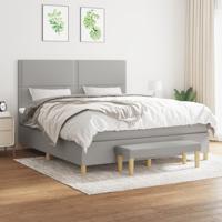Boxspring met matras stof lichtgrijs 180x200 cm