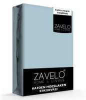 Zavelo Hoeslaken Katoen Strijkvrij Blauw-1-persoons (80x200 cm) - thumbnail