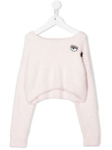 Chiara Ferragni Kids pull en éponge à patch logo - Rose