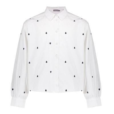 Geisha winter blouse meisjes - wit/zwart - harten