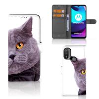 Motorola Moto E20 | E30 | E40 | Telefoonhoesje | Met pasjeshouder | Kat