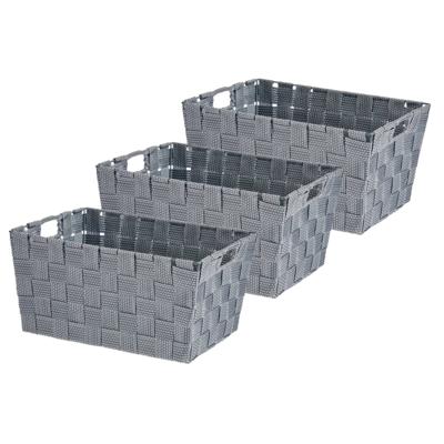 Kast/badkamer opbergmandjes - Set van 3x stuks - zilvergrijs - 30 x 20 x 14 cm - opbergmanden