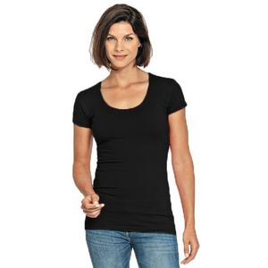 Bodyfit dames t-shirt zwart met ronde hals