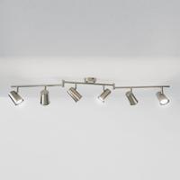 Riga - LED plafondlamp - 24 Watt 2345 Lumen - 6 spots - 6500K Neutraal wit - Draaibaar en dimbaar - GU10 - Kantelbaar - Plafondspot - IP20 Voor binnen - RVS