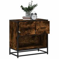 Nachtkastje 60x31x60 cm bewerkt hout en metaal gerookt eiken