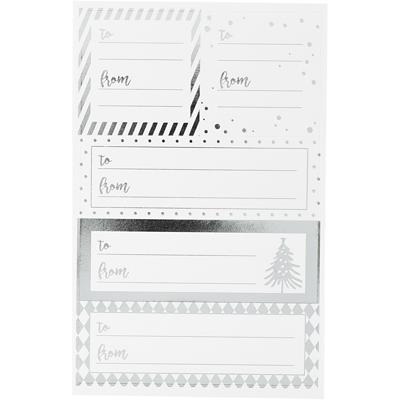 Vivi Gade Stickers, vel 9x14 cm, afm 42x39+84x29 mm, zilver, wit, 4 vel/ 1 doos