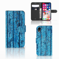 Apple iPhone Xr Book Style Case Wood Blue - thumbnail