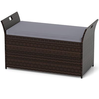 PE 260 L Rotan Opbergkist Binnen/Buiten Opbergkist met Kussenhoes Max. 2 Slaapplaatsen voor Kussens Gereedschap Speelgoed