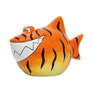 Dieren spaarpot oranje tijgerhaai 13 cm