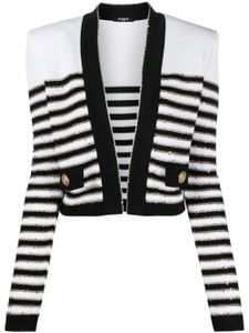 Balmain veste crop à rayures - Blanc