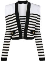 Balmain veste crop à rayures - Blanc - thumbnail