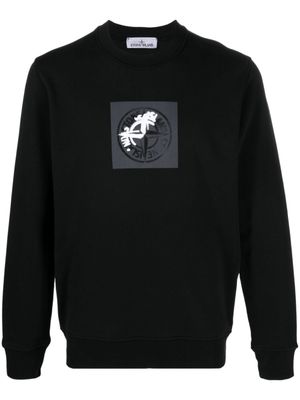 Stone Island Katoenen sweater met logoprint - Zwart Stone Island Katoenen sweater met logoprint - Zwart