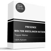 Molton Extra Luxe 100% Katoen Topper 200x200 Cm Waterdicht & Anti Allergie & Anti Huisstofmijt & Gezien Op TV & Ademend & Verkoelend Presence -