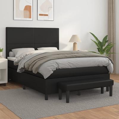Boxspring met matras kunstleer zwart 140x200 cm