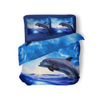 Eleganzzz Dekbedovertrek Micropercal Dolphins - blauw 200x200/220cm