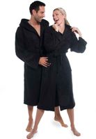 Zwarte badjas met capuchon - thumbnail