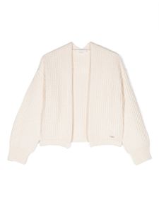 Chloé Kids cardigan en maille à plaque logo - Tons neutres