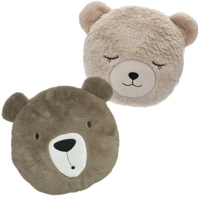 Dieren sierkussens kinderkamer - bruine beer en beige beer - 30/27 cm - polyester
