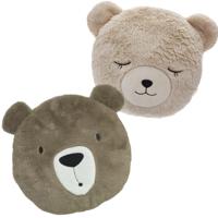 Dieren sierkussens kinderkamer - bruine beer en beige beer - 30/27 cm - polyester