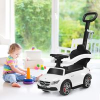 3-In-1 Glijauto Glijvoertuig met Afneembaar Zonnedak en Duwgreep Beschermbeugel Speelgoedauto voor Kinderen van 1 tot 3 Jaar Wit - thumbnail
