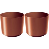 Prosperplast Plantenpot/bloempot Babylon - 2x - kunststof - buiten/binnen - koper - D15 x H15 cm - Plantenpotten