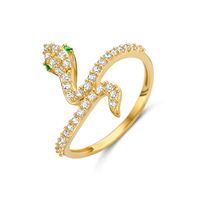 Ring Slang geelgoud-smaragd-zirconia goudkleurig-groen-wit