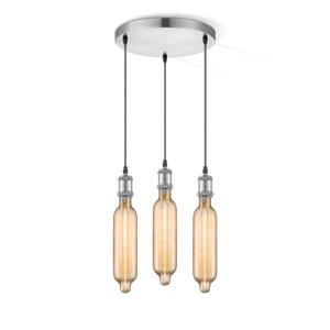 Hanglamp chroom rond Tube 3L G125 dimbaar E27 amber