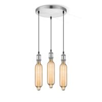 Hanglamp chroom rond Tube 3L G125 dimbaar E27 amber