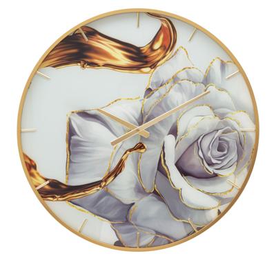 WANDKLOK GLAZEN ROOS CM Ø 60X5