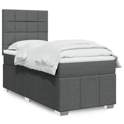 Boxspring met matras stof donkergrijs 90x190 cm